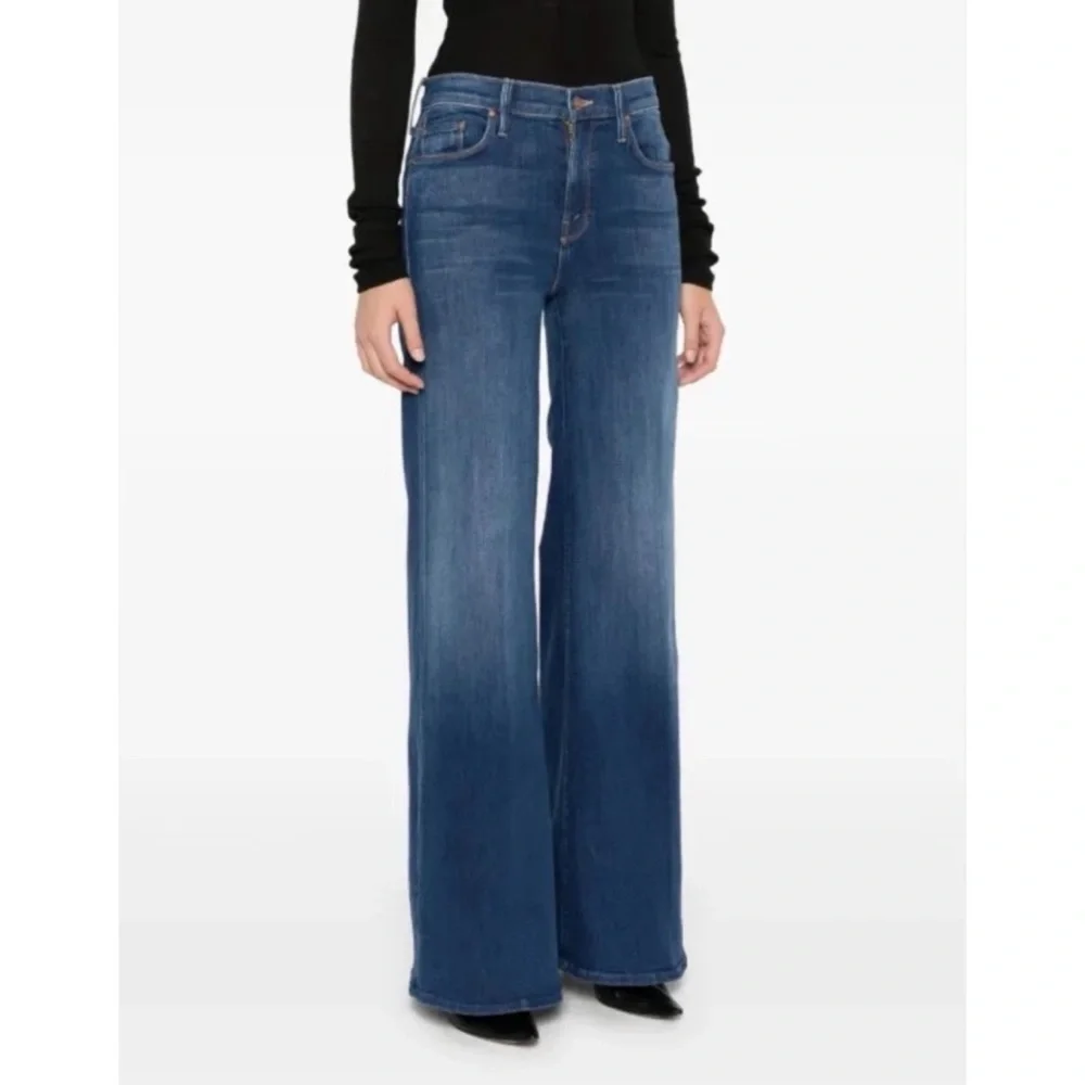 MOTHER The Twister Sneak Wide-Leg Jeans Dark Blue 30